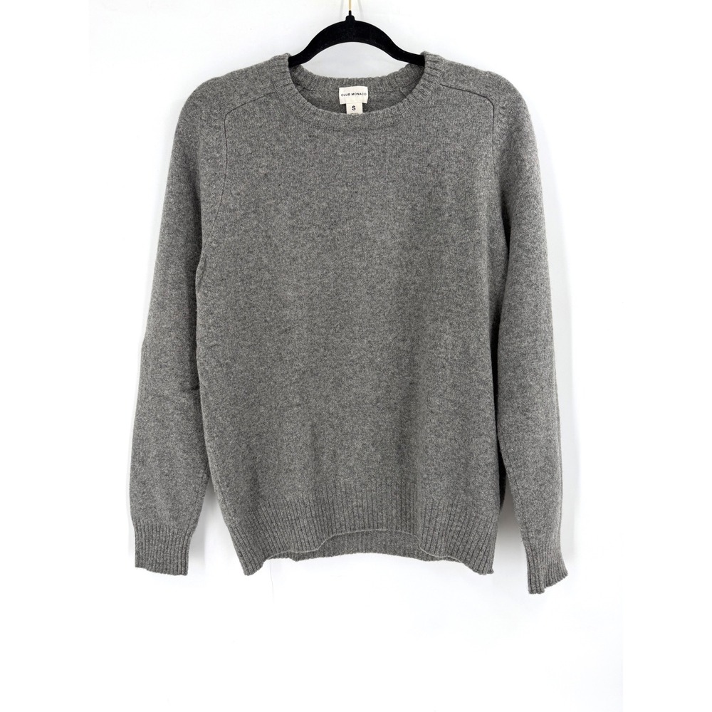 Club‎ Monaco Wool Crewneck Sweater Mens S Gray Raglan Knit Minimalist Quiet Lux